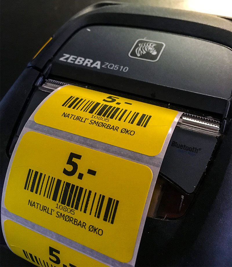 Zebra printer med labels